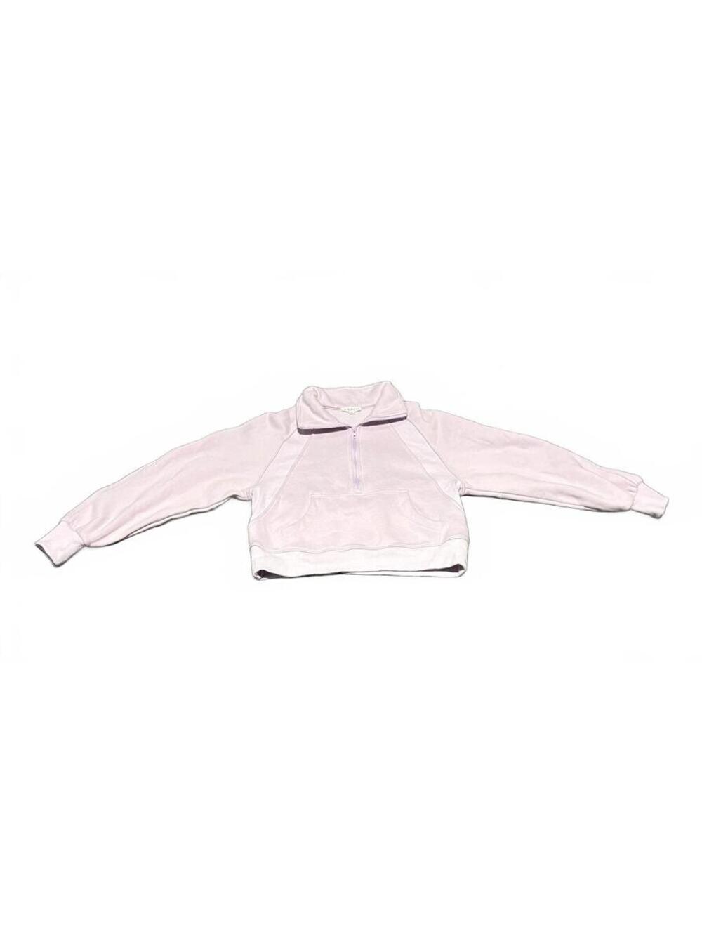 AEMI+CO Light Pink Half-Zip Cropped Sweatshirt Medium